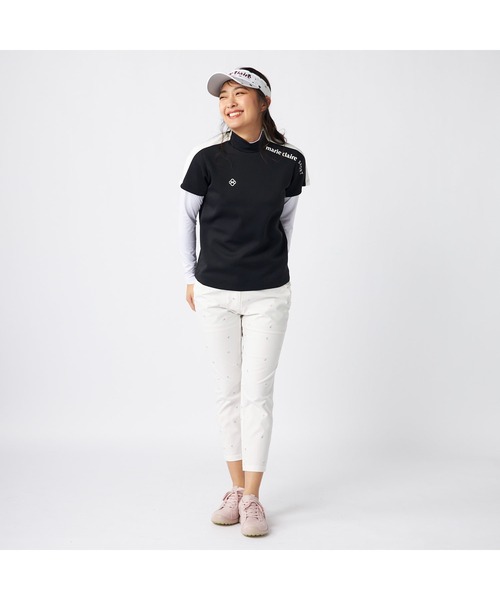 marie claire（マリ・クレール）の「marie claire GOLF/マリクレール ゴルフ ゴルフウェア 吸汗速乾 UVカット 薄手 ダンボールニット 半袖 モックネック シャツ インナー セット セットアイテム（Tシャツ/カットソー・レディース・ブルー/ブラック/ホワイト・M/L/LL）」の7枚目の写真