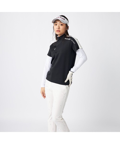 marie claire（マリ・クレール）の「marie claire GOLF/マリクレール ゴルフ ゴルフウェア 吸汗速乾 UVカット 薄手 ダンボールニット 半袖 モックネック シャツ インナー セット セットアイテム（Tシャツ/カットソー・レディース・ブルー/ブラック/ホワイト・M/L/LL）」の6枚目の写真