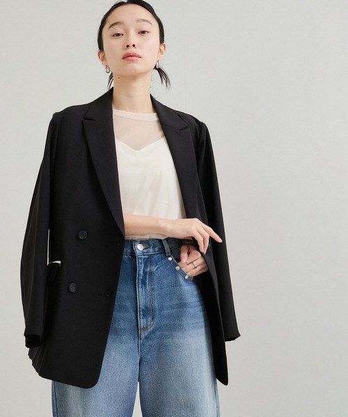 le cercle ADAM ET ROPE'(ルセルクルアダムエロペ)の「【セットアップ対応】リネンライクジャケット(テーラードジャケット・レディース・ライトグレー/キナリ/ブラック・FREE)」の15枚目の写真