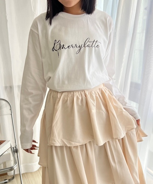 merrylatte(メリーラテ)の「英字リボンロンT/長袖Tシャツ(Tシャツ/カットソー・レディース・B/A・MEDIUM)」の2枚目の写真