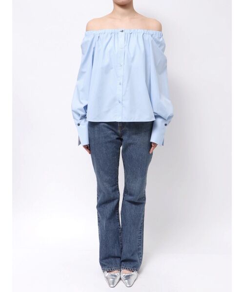LAGUNAMOON(ラグナムーン)の「オフショルダー裾バイカラーブラウス(シャツ/ブラウス・レディース・ブルー/グレー/ホワイト・FREE)」の6枚目の写真