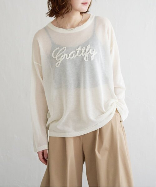 notch.(ノッチ)の「コード刺繍ロゴシアニット(ニット/セーター・レディース・ネイビー/グレー/オフホワイト・M)」の17枚目の写真