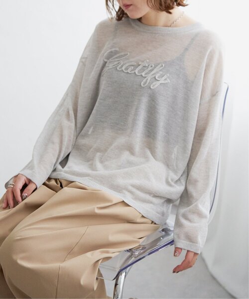 notch.(ノッチ)の「コード刺繍ロゴシアニット(ニット/セーター・レディース・ネイビー/グレー/オフホワイト・M)」の9枚目の写真