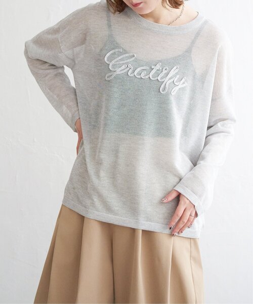 notch.(ノッチ)の「コード刺繍ロゴシアニット(ニット/セーター・レディース・ネイビー/グレー/オフホワイト・M)」の8枚目の写真