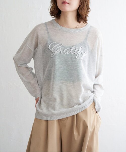 notch.(ノッチ)の「コード刺繍ロゴシアニット(ニット/セーター・レディース・ネイビー/グレー/オフホワイト・M)」の7枚目の写真