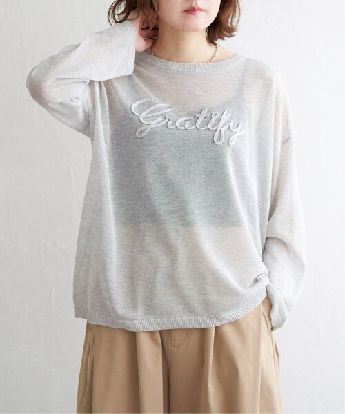 notch.(ノッチ)の「コード刺繍ロゴシアニット(ニット/セーター・レディース・ネイビー/グレー/オフホワイト・M)」の6枚目の写真