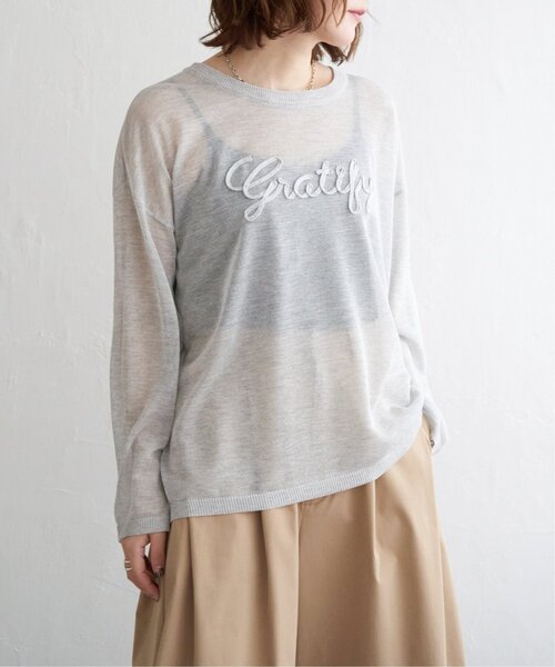 notch.(ノッチ)の「コード刺繍ロゴシアニット(ニット/セーター・レディース・ネイビー/グレー/オフホワイト・M)」の5枚目の写真