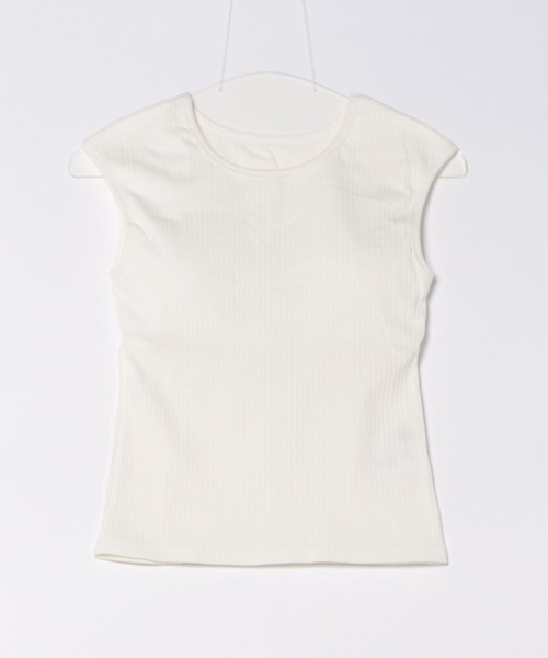 SURT カップ付き　リブタンクトップ　白 CASA FLINE タンクトップ ノースリーブ 「SURT×CASA FLINE