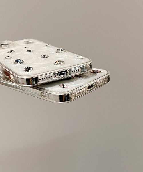 シルバー スマートフォン キラキラビジュー iPhoneカバー アイフォンケース ipc738