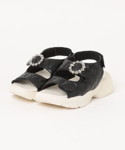 la farfa SHOES(ラ・ファーファ シューズ)の「la farfa shoes 厚底 ビジューバックル スポサン(サンダル・レディース・ブラック/グレー/アイボリー・XL/LL/L/M)」の1枚目の写真