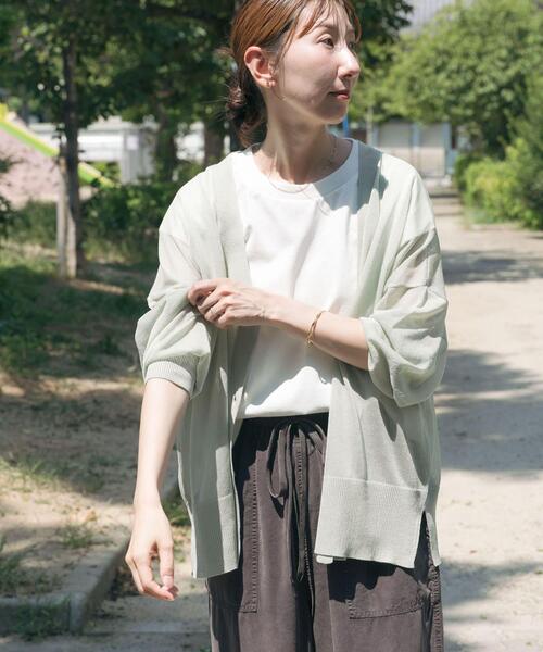 ITEMS URBANRESEARCH（アイテムズ アーバンリサーチ）の「シアーVネックニットカーディガン（カーディガン/ボレロ・レディース・ミント/モカ/ブラック/グレー系その他・FREE）」の21枚目の写真