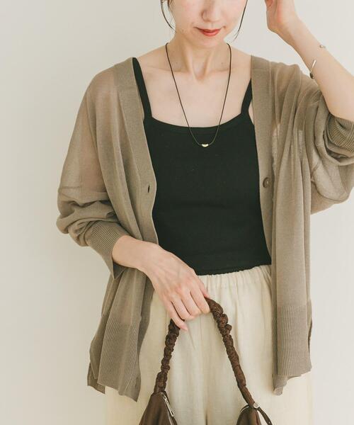 ITEMS URBANRESEARCH（アイテムズ アーバンリサーチ）の「シアーVネックニットカーディガン（カーディガン/ボレロ・レディース・ミント/モカ/ブラック/グレー系その他・FREE）」の12枚目の写真