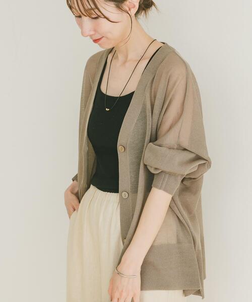 ITEMS URBANRESEARCH（アイテムズ アーバンリサーチ）の「シアーVネックニットカーディガン（カーディガン/ボレロ・レディース・ミント/モカ/ブラック/グレー系その他・FREE）」の10枚目の写真
