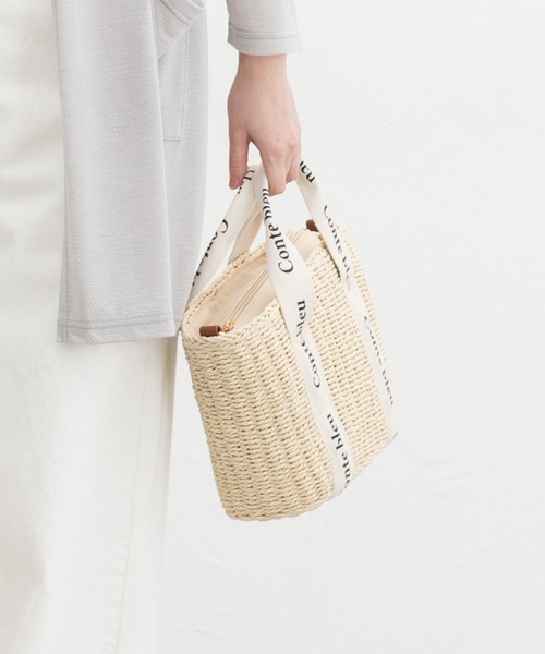 Honeys(ハニーズ)の「テープハンドルカゴバッグ(かごバッグ・レディース・ホワイト系その他/ブラック×ベージュ/ブラック・FREE)」の6枚目の写真