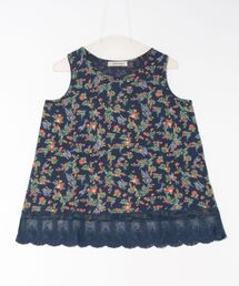 SUPER HAKKA（スーパーハッカ）の「度甘天竺アンティークフラワードローイングプリント×チュールレースタンクトップ（タンクトップ）」