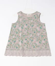 SUPER HAKKA（スーパーハッカ）の「度甘天竺アンティークフラワードローイングプリント×チュールレースタンクトップ（タンクトップ）」