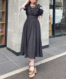 one way | 楊柳と花柄ラッフルワンピース(ワンピース)