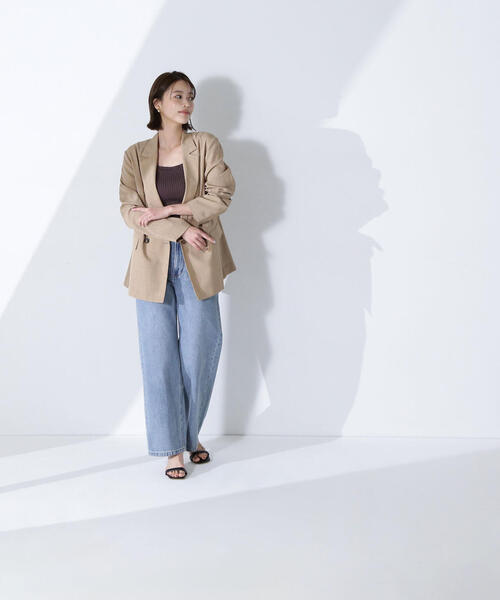 NATURAL BEAUTY BASIC（ナチュラルビューティーベーシック）の「◇ライトボクシーダブルジャケット（テーラードジャケット・レディース・ベージュ/ネイビー/キャメル・SMALL/MEDIUM）」の8枚目の写真