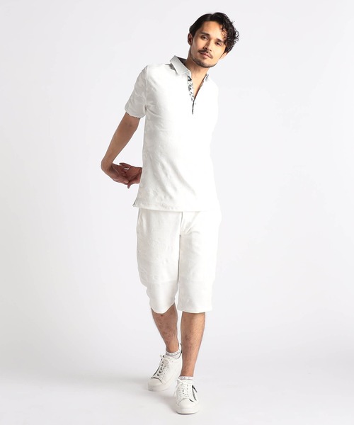 NICOLE CLUB FOR MEN（ニコルクラブフォーメン）の「エンボスクラック柄ハーフパンツ（その他パンツ・メンズ・ホワイト系2/ブラック系2/ブラック系1/ホワイト系1・MEDIUM/LARGE/SMALL/X-LARGE）」の5枚目の写真