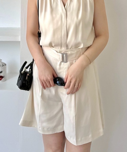 FRAY I.D(フレイアイディー)の「ウォッシャブルクールサテンショートパンツ/ウォッシャブル・接触冷感(その他パンツ・レディース・アイボリー/ブラウン/ピンク・1/0)」の2枚目の写真