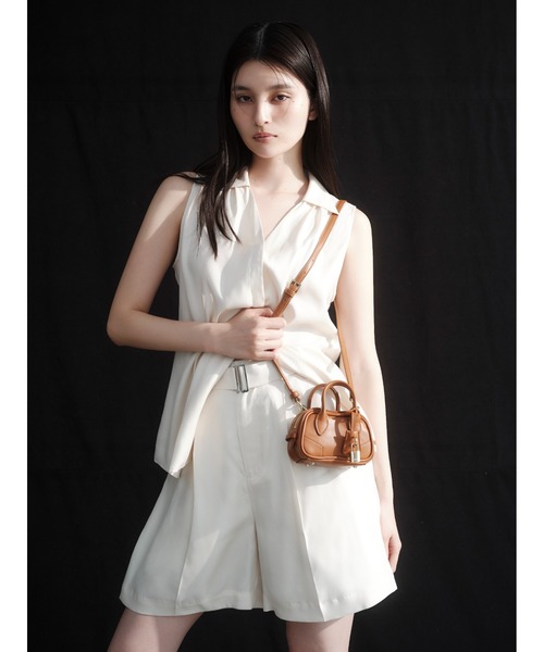 FRAY I.D(フレイアイディー)の「ウォッシャブルクールサテンショートパンツ/ウォッシャブル・接触冷感(その他パンツ・レディース・アイボリー/ブラウン/ピンク・1/0)」の5枚目の写真