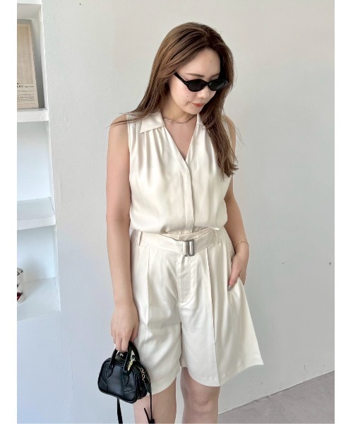 FRAY I.D(フレイアイディー)の「ウォッシャブルクールサテンショートパンツ/ウォッシャブル・接触冷感(その他パンツ・レディース・アイボリー/ブラウン/ピンク・1/0)」の6枚目の写真