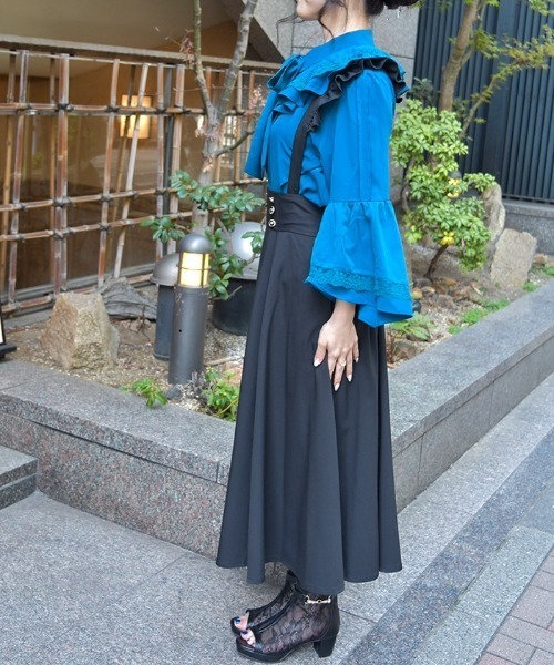 axes femme（アクシーズファム）の「フリルサス付ハイウエストスカート（スカート・レディース・ブラウン/ネイビー/ブラック/グレー/ワイン・FREE）」の12枚目の写真