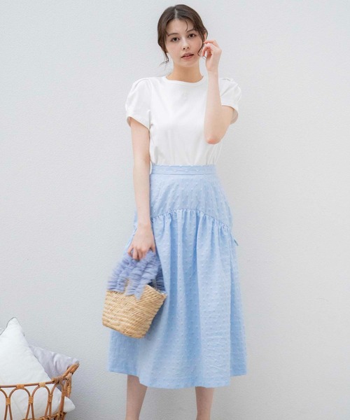 NOELA（ノエラ）の「ジャカードギャザースカート（スカート・レディース・ブラウン/ブルー/オフホワイト・S/M）」の3枚目の写真