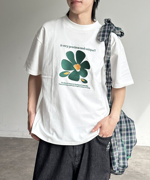 フロントフラワー刺繍T（Tシャツ/カットソー）｜CPCM（シーピー