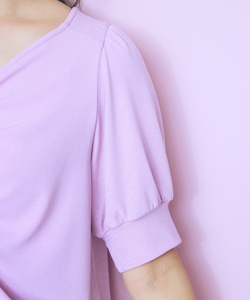 marun（マルン）の「＜大きいサイズ＞ハートネックデザイントップス marun（Tシャツ/カットソー・レディース・ピンク/ダークネイビー・3L/4L/5L/L/LL）」の22枚目の写真