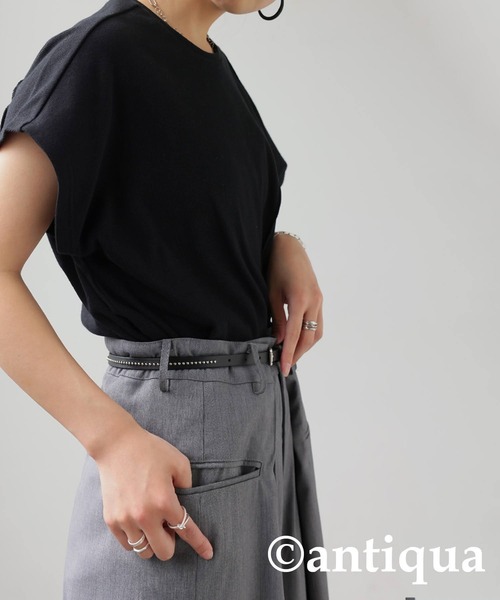 antiqua(アンティカ)の「本革スタッズベルト(ベルト・レディース・ブラック・ONE SIZE)」の3枚目の写真