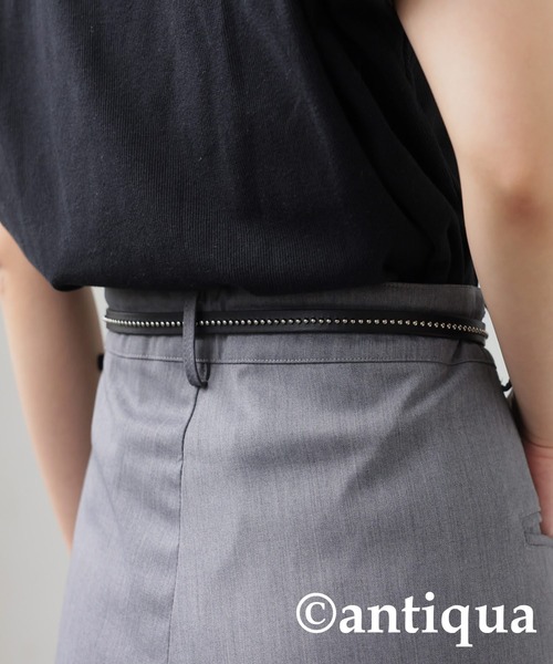 antiqua(アンティカ)の「本革スタッズベルト(ベルト・レディース・ブラック・ONE SIZE)」の4枚目の写真