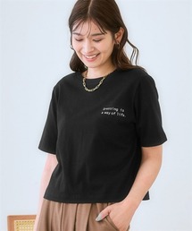 綿１００％クロップド丈ロゴＴシャツ(接触冷感)