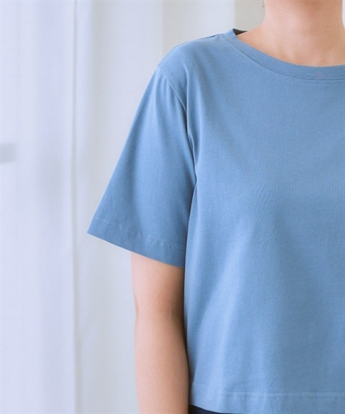 nissen（ニッセン）の「綿１００％クロップド丈ロゴＴシャツ(接触冷感)（Tシャツ/カットソー・レディース・ブルー/オフホワイト/ブラック・LL/S/M/L）」の15枚目の写真