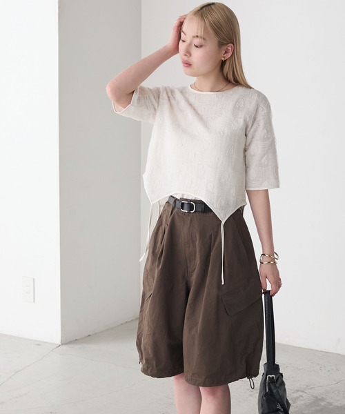 forksy.(フォルクシー)の「【forksy.】ハートジャガード 裾デザイン 半袖トップス(Tシャツ/カットソー・レディース・ブラック/アイボリー・FREE)」の6枚目の写真