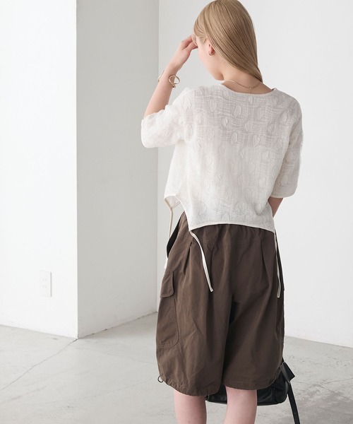 forksy.(フォルクシー)の「【forksy.】ハートジャガード 裾デザイン 半袖トップス(Tシャツ/カットソー・レディース・ブラック/アイボリー・FREE)」の8枚目の写真