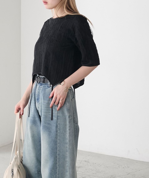 forksy.(フォルクシー)の「【forksy.】ハートジャガード 裾デザイン 半袖トップス(Tシャツ/カットソー・レディース・ブラック/アイボリー・FREE)」の17枚目の写真