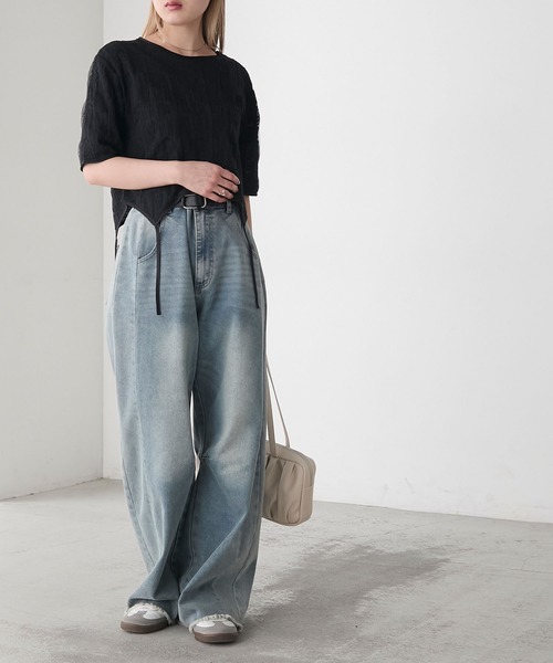 forksy.(フォルクシー)の「【forksy.】ハートジャガード 裾デザイン 半袖トップス(Tシャツ/カットソー・レディース・ブラック/アイボリー・FREE)」の19枚目の写真