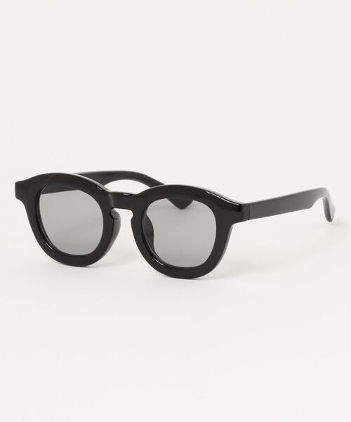 ボストン型 太縁フレーム サングラス 黒縁 カラーレンズ クリア