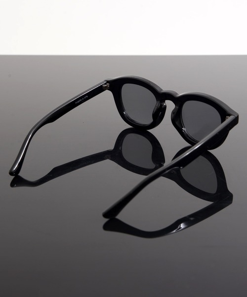 ボストン型 太縁フレーム サングラス 黒縁 カラーレンズ クリア