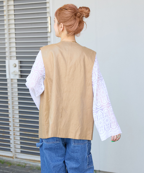 今期完売　新品タグ付　B.C STOCK，ベーセーストック　フレンチジレ　ベスト セール】《追加》フレンチリネンジレ（ベスト）｜B.C STOCK