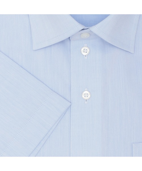 TOKYO SHIRTS（トウキョウシャツ）の「【吸水速乾】 形態安定ノンアイロン ワイド 半袖ビジネスワイシャツ（ビジネスシャツ・メンズ・サックスブルー・首回り39cm/首回り41cm/首回り42cm/首回り43cm/首回り37cm）」の3枚目の写真