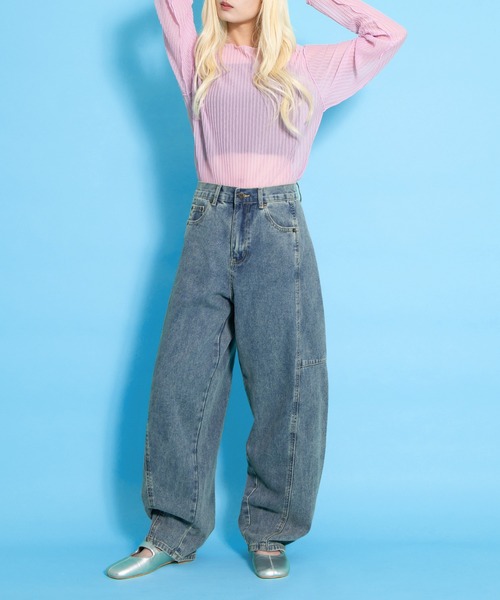 PUNYUS(プニュズ)の「シアートップス(Tシャツ/カットソー・レディース・サックスブルー/グリーン/ピンク/イエロー/オレンジ・1/2/3/4)」の9枚目の写真