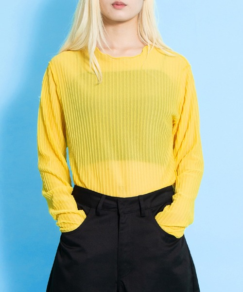 PUNYUS(プニュズ)の「シアートップス(Tシャツ/カットソー・レディース・サックスブルー/グリーン/ピンク/イエロー/オレンジ・1/2/3/4)」の19枚目の写真