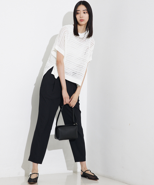 qualite（カリテ）の「バックサテンジョーゼットパンツ/オフィスカジュアル/夏服（スラックス・レディース・オフホワイト/イエロー系その他/ブラック・36/38/40/34）」の12枚目の写真