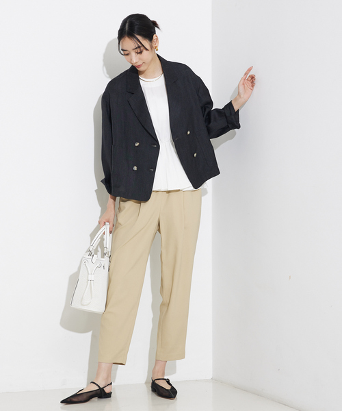 qualite（カリテ）の「バックサテンジョーゼットパンツ/オフィスカジュアル/夏服（スラックス・レディース・オフホワイト/イエロー系その他/ブラック・36/38/40/34）」の13枚目の写真