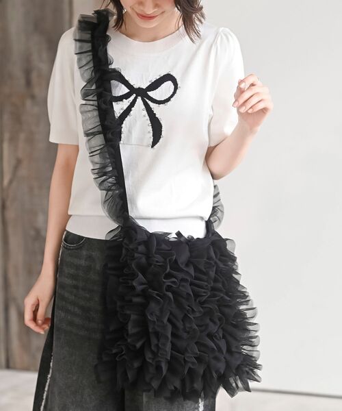 rps（アールピーエス）の「チュールフリルショルダーＢＡＧ（ショルダーバッグ・レディース・ブラック/グレー/アイボリー・フリー）」の3枚目の写真