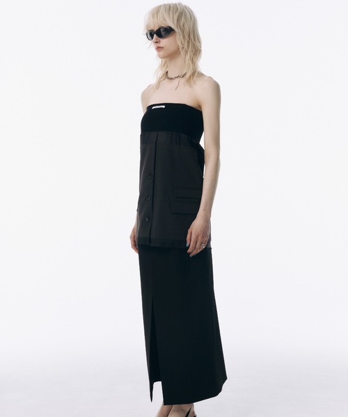 JOSE MOON(ジョゼムーン)の「KNIT COMBI SUITING CAMISOLE/ニットコンビスーチングキャミソール(キャミソール・レディース・ホワイト/チャコールグレー・FREE)」の10枚目の写真