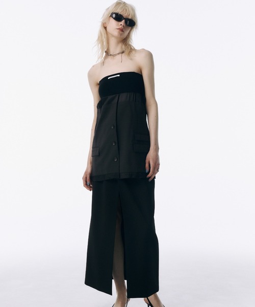 JOSE MOON(ジョゼムーン)の「KNIT COMBI SUITING CAMISOLE/ニットコンビスーチングキャミソール(キャミソール・レディース・ホワイト/チャコールグレー・FREE)」の9枚目の写真