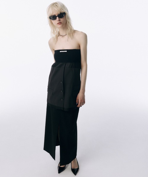 JOSE MOON(ジョゼムーン)の「KNIT COMBI SUITING CAMISOLE/ニットコンビスーチングキャミソール(キャミソール・レディース・ホワイト/チャコールグレー・FREE)」の12枚目の写真